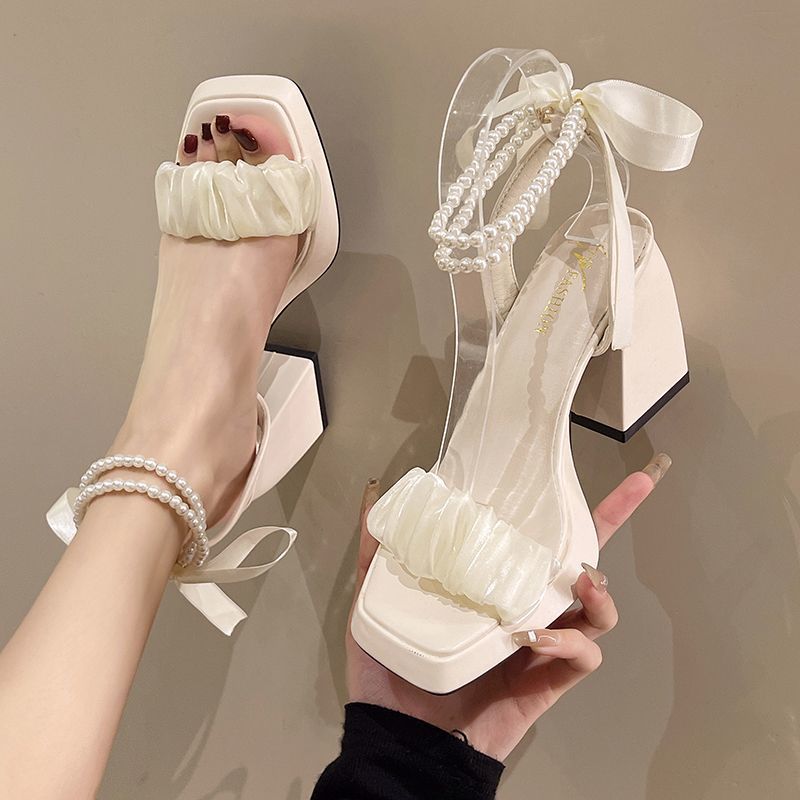 Sandals Fairy Style Summer Outfit High Heel Waterproof Platform With Transparent Coarse Heel Sandals - Image 5