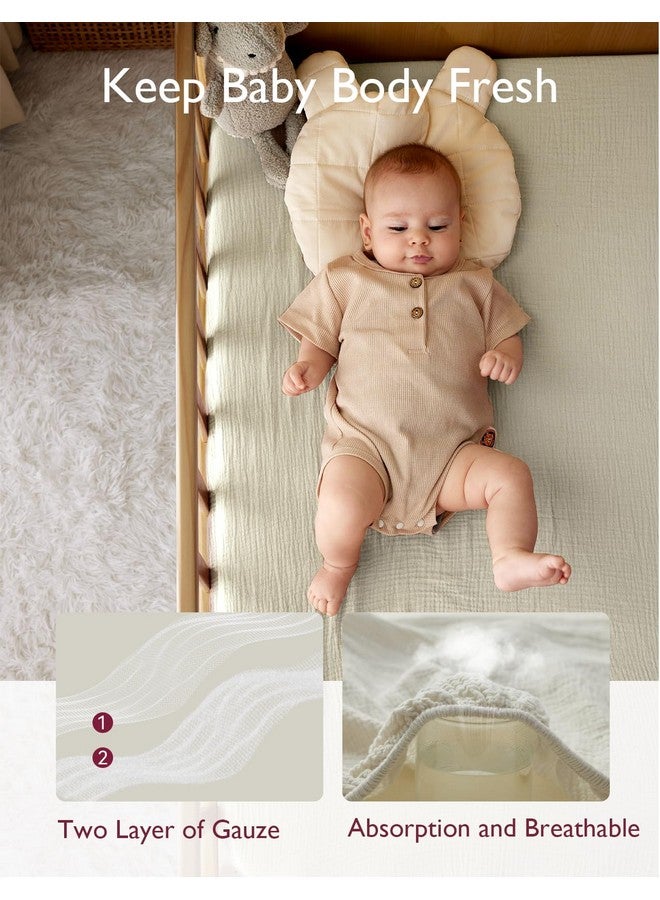 مام كوزي ملاءات سرير أطفال صغيرة ملائمة من Momcozy Muslin، مقاس 38 بوصة × 26 بوصة، قطعتان من ملاءة مرتبة أطفال ناعمة قابلة للتنفس من القطن الطبيعي، ملاءة سرير محايدة 360 درجة غير قابلة للانزلاق للأولاد والبنات، رمادي أزرق  - Image 5