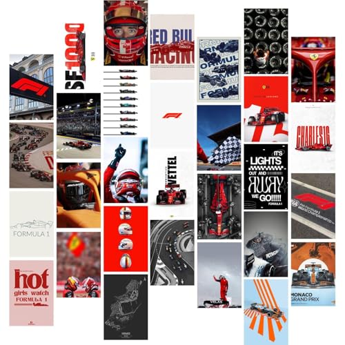 Kitty Cat® Paper Formula 1 Aesthetic Wall Collage Kit || 30 Unique Poster Set + Free Tape, 4x6in Each, Posters: Dorm, Hostel Essential, Aesthetic Room Decor (Formula 1) - Image 1