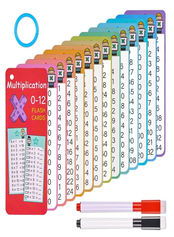 Prasacco Multiplication Flash Cards 0-12 Times Table Flash Cards Multiplication Chart with 2 Dry Erase Markers Math Flash Cards Multiplication Workbook for 1st to 3rd Grade Multiplication Game - Image 1