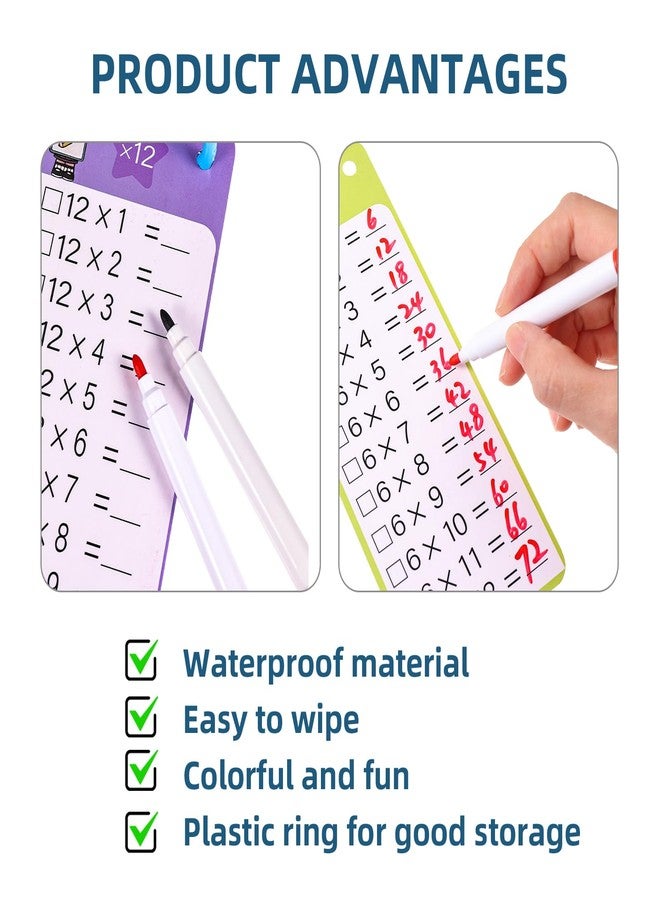 Prasacco Multiplication Flash Cards 0-12 Times Table Flash Cards Multiplication Chart with 2 Dry Erase Markers Math Flash Cards Multiplication Workbook for 1st to 3rd Grade Multiplication Game - Image 4