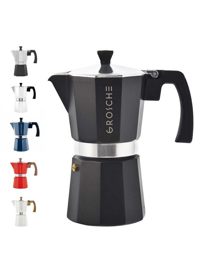 GROSCHE Milano Stovetop Espresso Maker Moka Pot Cuban Coffee Maker Stovetop Coffee Maker Moka Italian Greca Brewer Percolator | 6 Espresso Cup, Black - Image 1