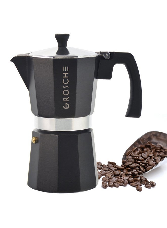 GROSCHE Milano Stovetop Espresso Maker Moka Pot Cuban Coffee Maker Stovetop Coffee Maker Moka Italian Greca Brewer Percolator | 6 Espresso Cup, Black - Image 5