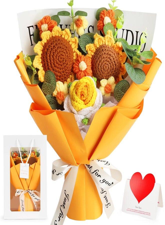 Tenn Well Crochet Flower Bouquet for Mom, Crochet Knitted Sunflower Gift Artificial Flowers for Mother’s Day, Birthday, Graduation, Anniversary and Home Decor - Image 1