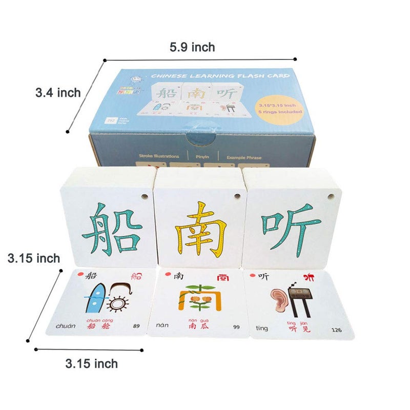 LELEYU Hieroglyphic Pictograph Symbols Chinese Alphabet Learning Color Flash Memory Cards Mandarin Simplified Character Edition,Pinyin and Stroke Illustrations,Stage 1 - Image 4