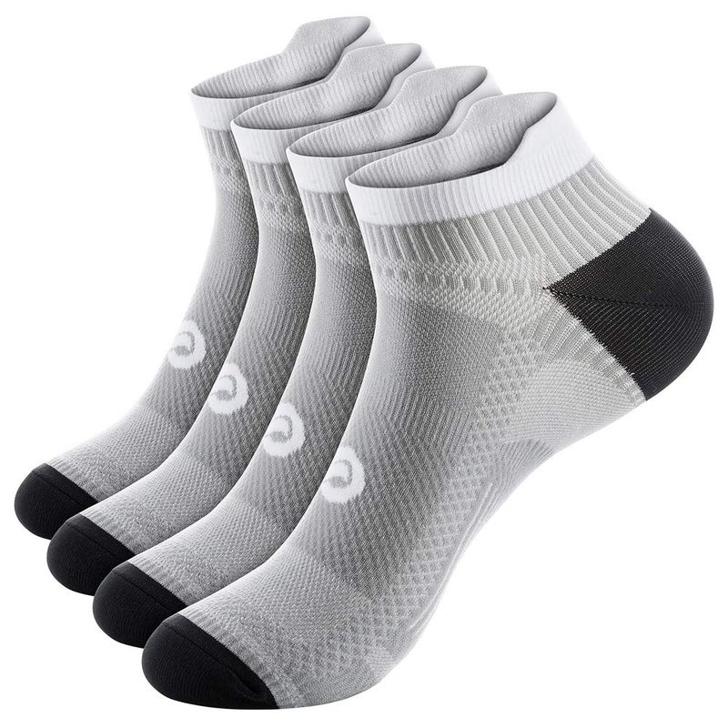 PAPLUS Compression Running Socks for Men & Women, Ankle Socks for Runners, Plantar Fasciitis, Cycling, Athletic, Gym, Low Cut No Show Athletic Socks with Arch Support Grey(2 Pairs) Large-X-Large - Image 1
