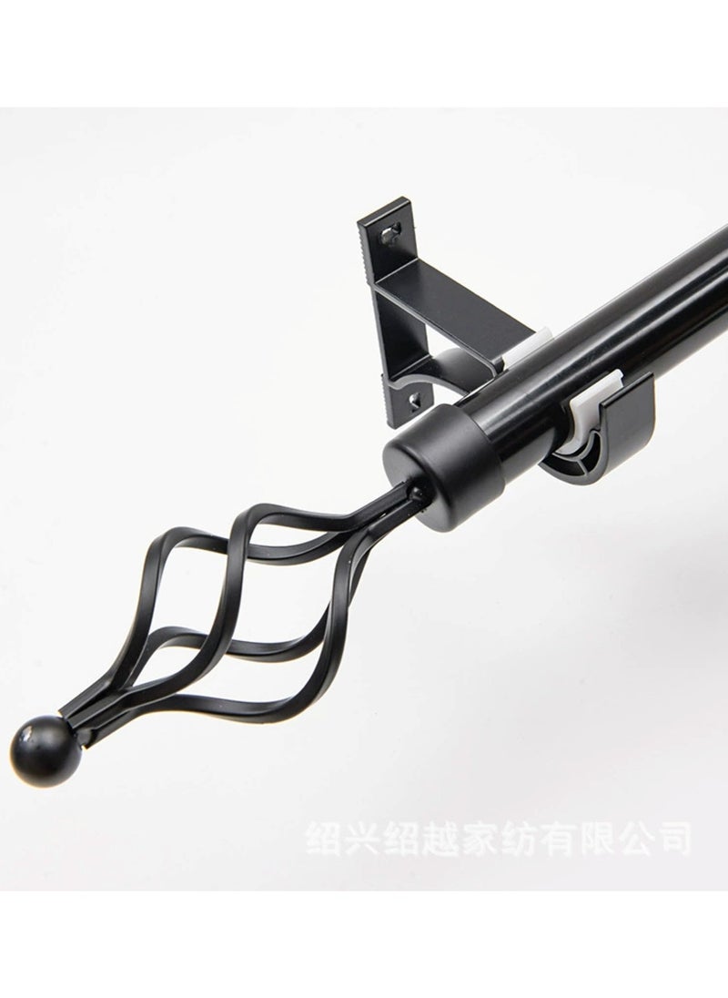 MAXQON Heavy Duty Extendable Curtain Rod 2 Meter Adjustable Sturdy Steel Black  - Image 1