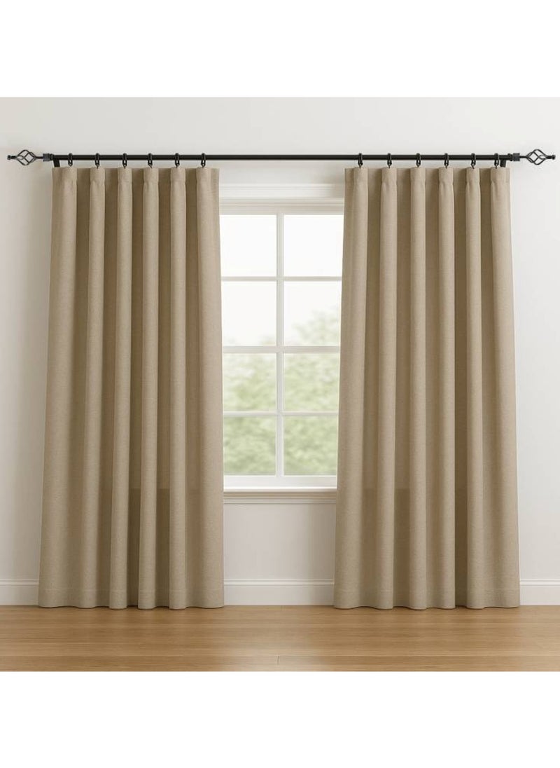 MAXQON Heavy Duty Extendable Curtain Rod 2 Meter Adjustable Sturdy Steel Black  - Image 3