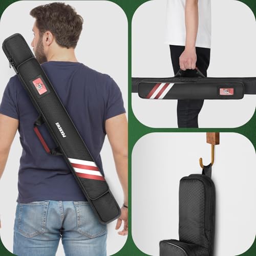 PEKREWS Pool Cue Case, Soft Pool Stick Case 1x1 Holds 1 Butt and 1 Shaft with Queue Zipper Pocket, Sturdy Polyester Billiard Cue Bag with Shoulder Strap Handle, Billiard Stick Bag for Men and Women - Image 4
