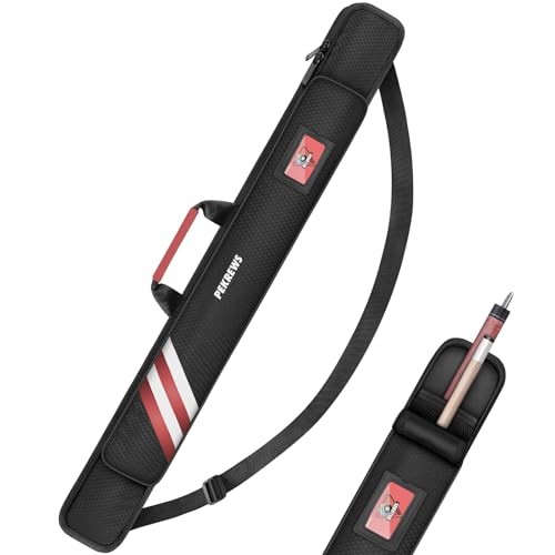 PEKREWS Pool Cue Case, Soft Pool Stick Case 1x1 Holds 1 Butt and 1 Shaft with Queue Zipper Pocket, Sturdy Polyester Billiard Cue Bag with Shoulder Strap Handle, Billiard Stick Bag for Men and Women - Image 1