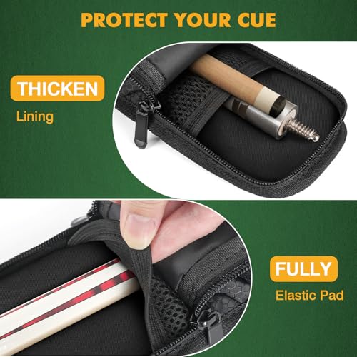 PEKREWS Pool Cue Case, Soft Pool Stick Case 1x1 Holds 1 Butt and 1 Shaft with Queue Zipper Pocket, Sturdy Polyester Billiard Cue Bag with Shoulder Strap Handle, Billiard Stick Bag for Men and Women - Image 2