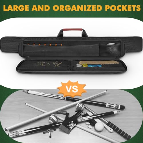 PEKREWS Pool Cue Case, Soft Pool Stick Case 1x1 Holds 1 Butt and 1 Shaft with Queue Zipper Pocket, Sturdy Polyester Billiard Cue Bag with Shoulder Strap Handle, Billiard Stick Bag for Men and Women - Image 5