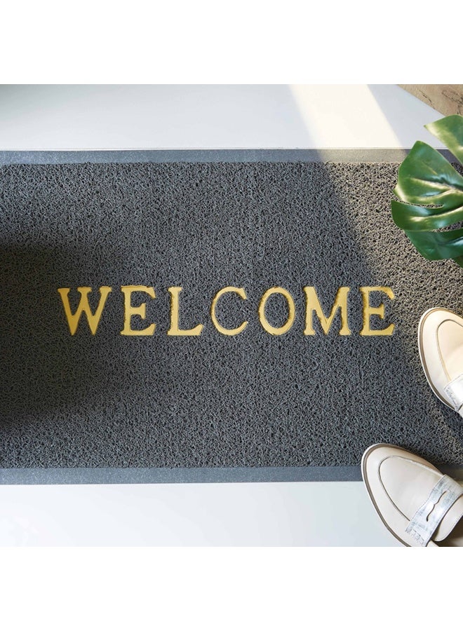Welcome Embossed Doormat , Outdoor Mat, Large Front Door Mat Indoor Entrance Mat, Back Door Mat Outdoor Entrance, Front Porch Rug Farmhouse Home Spring Fall, 40x60, Grey - Image 3