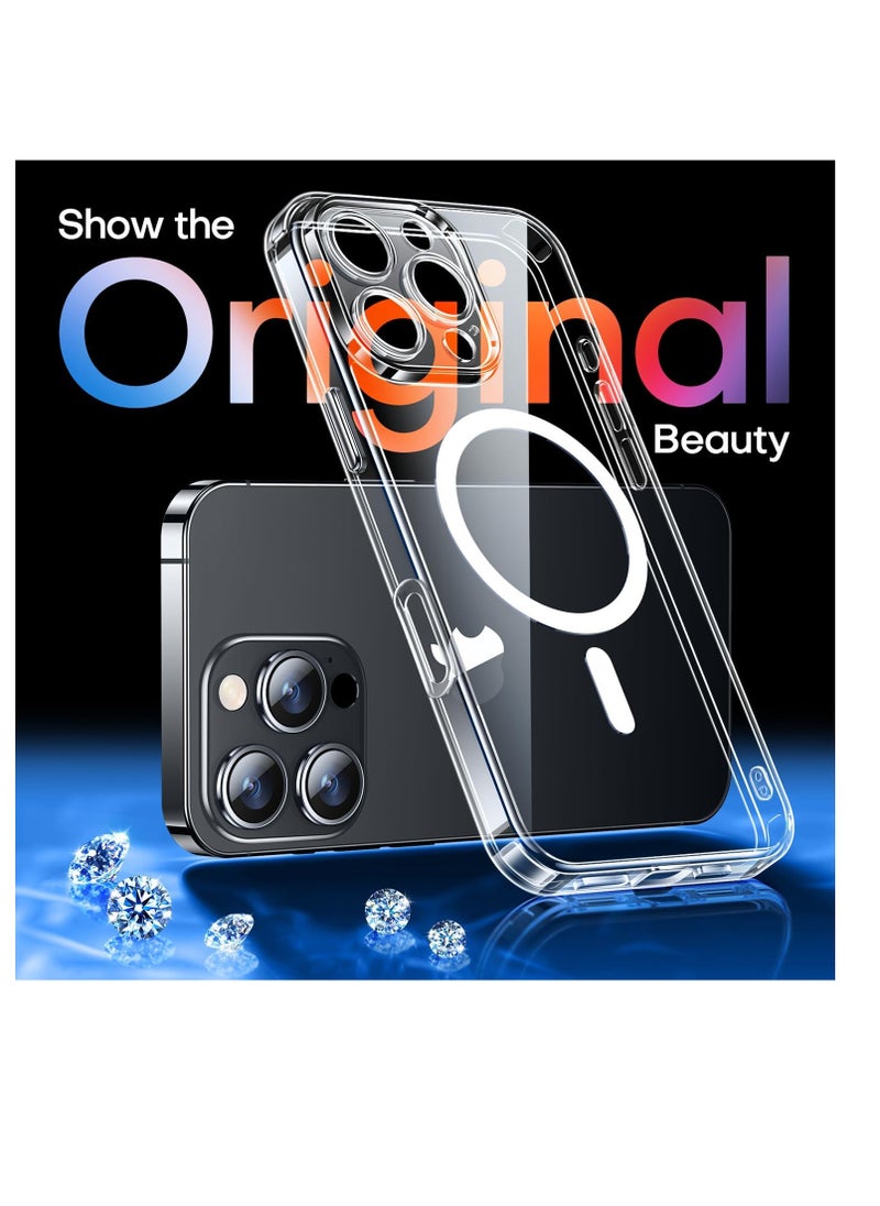 Generic - Magnetic for iPhone 16 Pro Max Case Clear, Upgraded [Full Camera Protection] [Compatible with Magsafe] Non-Yellowing Protective Shockproof Bumper - Clear - Image 1