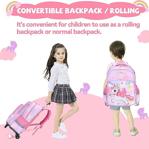 ClimbertyÂ® Unicorn School Trolley Bag for Girls Kids 5-9 Years Old, Pink, S Size, Soft Shell, Wheels, Zipper Closure - Image 5