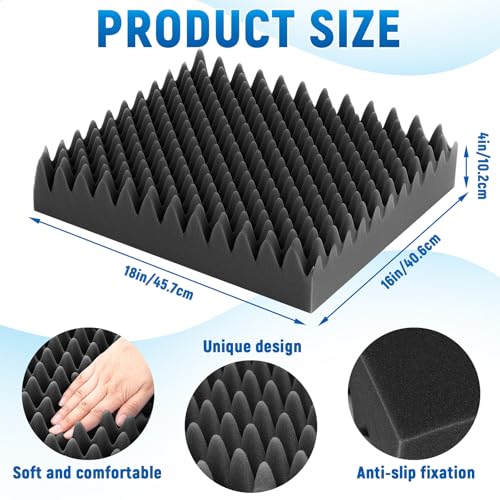 Geiserailie 1 Pcs Egg Foam Pad Eggs Chair Cushion to Relieve Back Foam Seat Cushion Chair Accessories Pad for Office Recliner Wheelchair Home Car 18 x 16 x 4 Inches EggShapedBlack Gray - Image 3