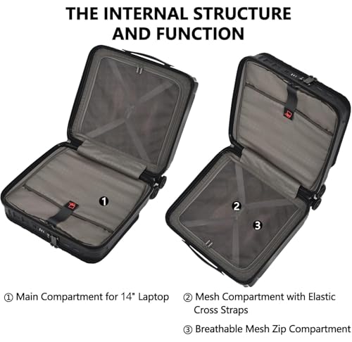 TydeCkare 16" Carry on Luggage with 2 Laptop Compartments, Lightweight Hardshell ABS+PC Suitcase with Dual Control TSA Lock, with YKK Zipper, 4 Spinner Silent Wheels, for Business Travel, Black - Image 5