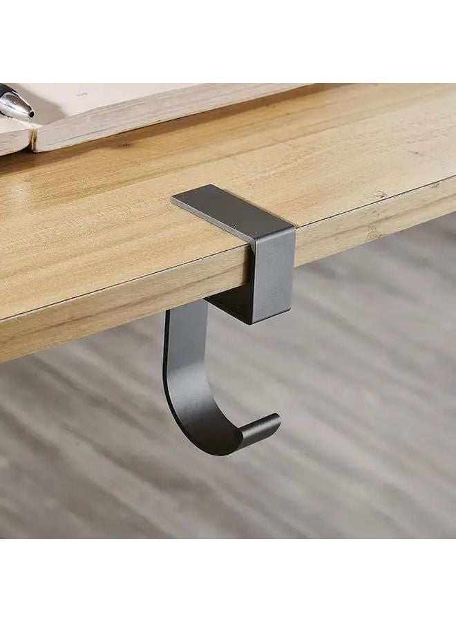 Gray S Shape Desk Hook No Drill Table Side Bag Hanger Easy Install For Home Office - Image 1