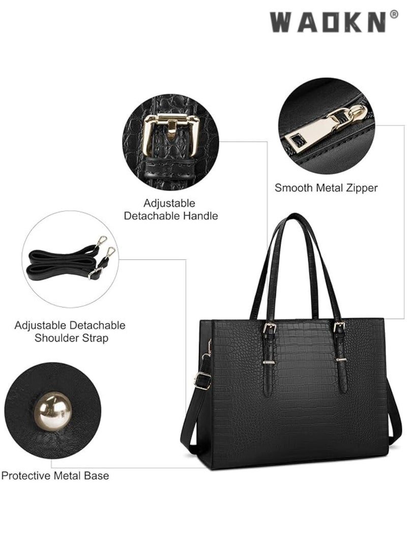Trendy Women's Laptop Bag Large Capacity Handbag Shoulder Crossbody Bag Waterproof Wear-resistant Business Briefcase Multifunctional Women's Laptop Carrier