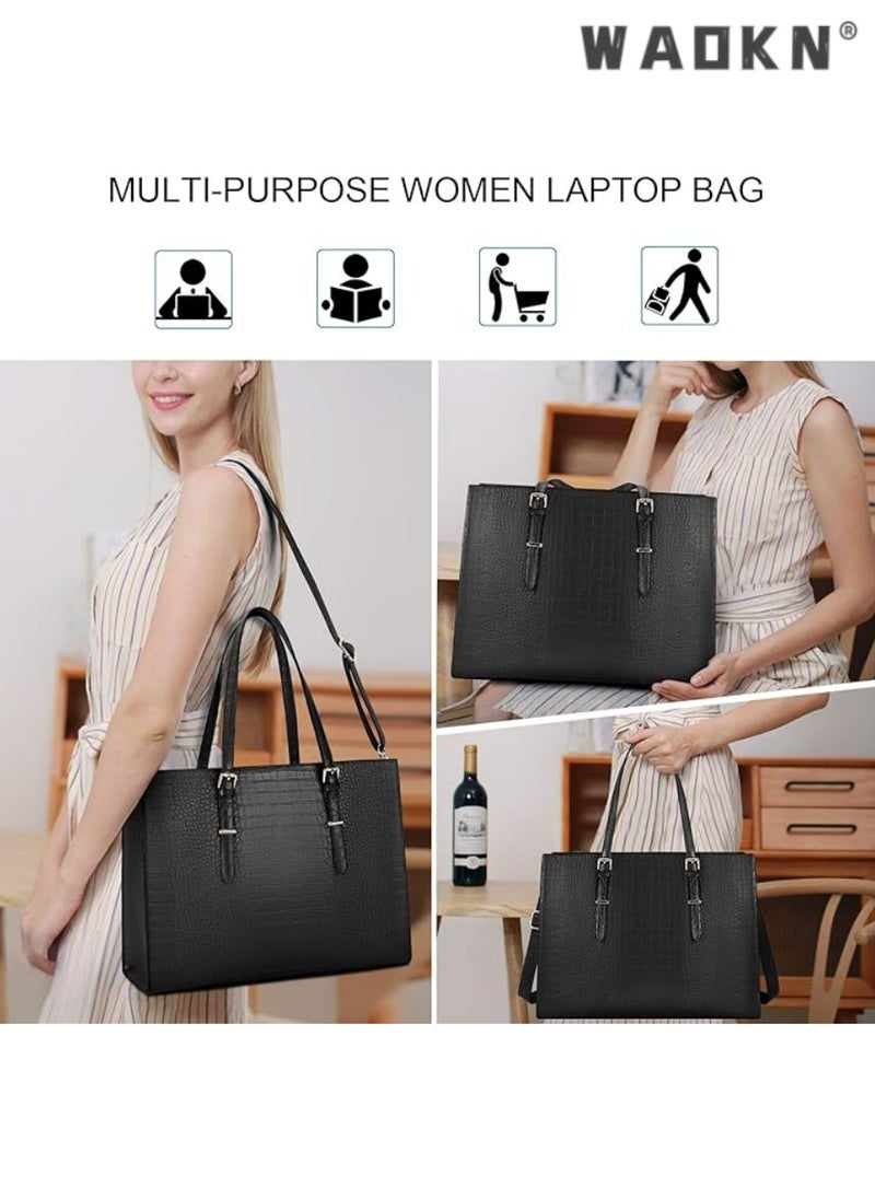 Trendy Women's Laptop Bag Large Capacity Handbag Shoulder Crossbody Bag Waterproof Wear-resistant Business Briefcase Multifunctional Women's Laptop Carrier