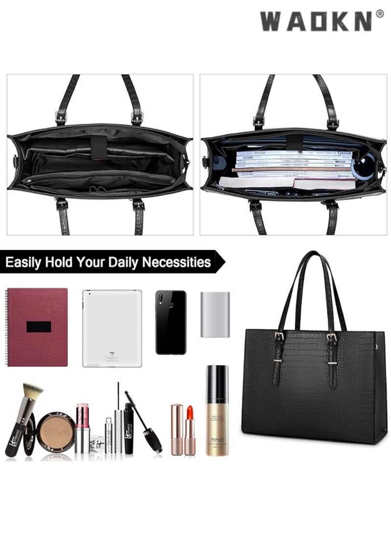 Trendy Women's Laptop Bag Large Capacity Handbag Shoulder Crossbody Bag Waterproof Wear-resistant Business Briefcase Multifunctional Women's Laptop Carrier