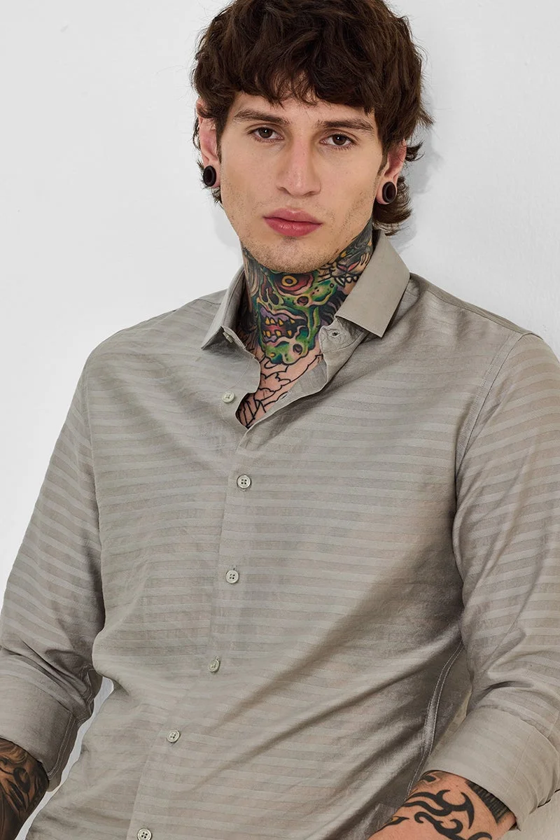 SNITCH Sage Textured Slim Fit Shirt