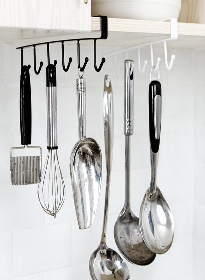 AKDC Tepengdie Mug Hooks Under Cabinet Cups Wine Glasses Storage Hook Multifunction Nail Free Coffee Cups Holder Kitchen Utensil Holder Wrought Iron Cabinet Storage Rack,Hangers For Kitchen (Black) - Image 2