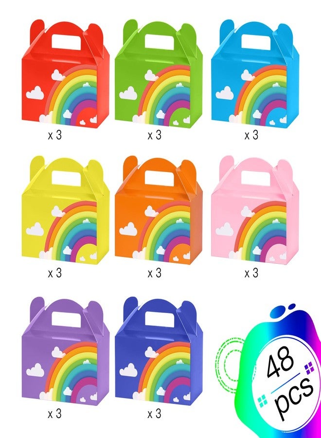 MOORAY 48 Pack Rainbow Treat Boxes, Paper Gift Gable Box, Colors Candy Cake Gift Boxes for Bridesmaid, Proposal, Birthday, Party, Wedding, Kraft Paper Present Packaging Box, 6x3.5x3.5 - Image 2