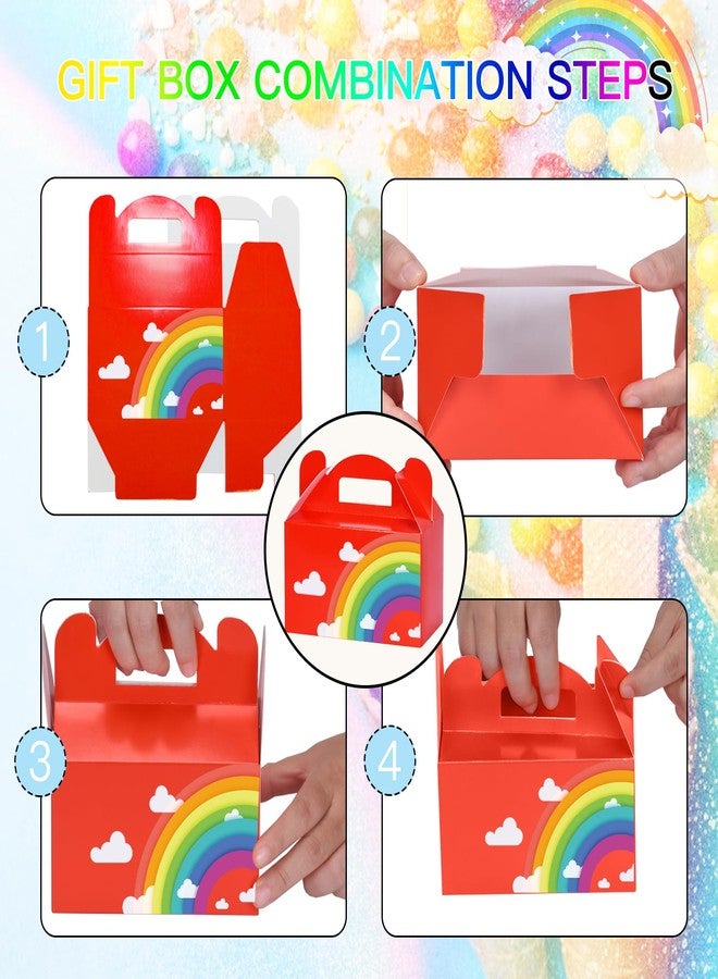 MOORAY 48 Pack Rainbow Treat Boxes, Paper Gift Gable Box, Colors Candy Cake Gift Boxes for Bridesmaid, Proposal, Birthday, Party, Wedding, Kraft Paper Present Packaging Box, 6x3.5x3.5 - Image 5