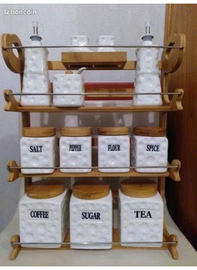 Generic 13-piece porcelain spice set with stand  - Image 3