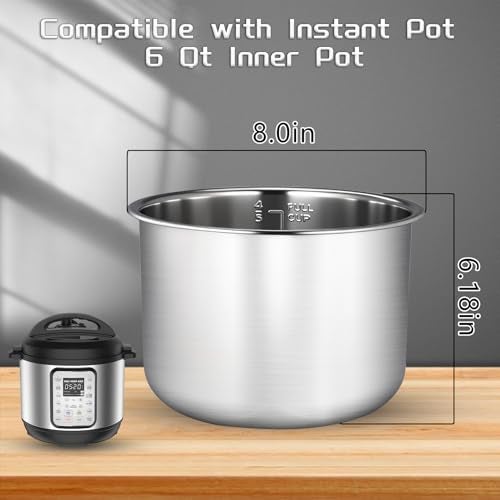 KMHGD 6 Quart Stainless Steel Inner Pot, Compatible with Instant Pot 6 Quart Certain Models, 0 coating, Includes 1 6 QT Inner Pot and 1 Steamer Basket.3 Year Warranty.Not Compatible With CrockPot. - Image 2