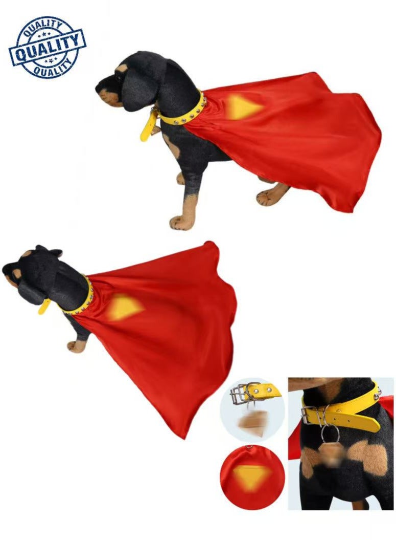 Superman Pet Cape | Cat & Dog Cape with Collar | Halloween Costume | Small Dog & Cat Festive Clothing | 20x28x2 cm | Cute Pet Attention-Grabber - Image 1