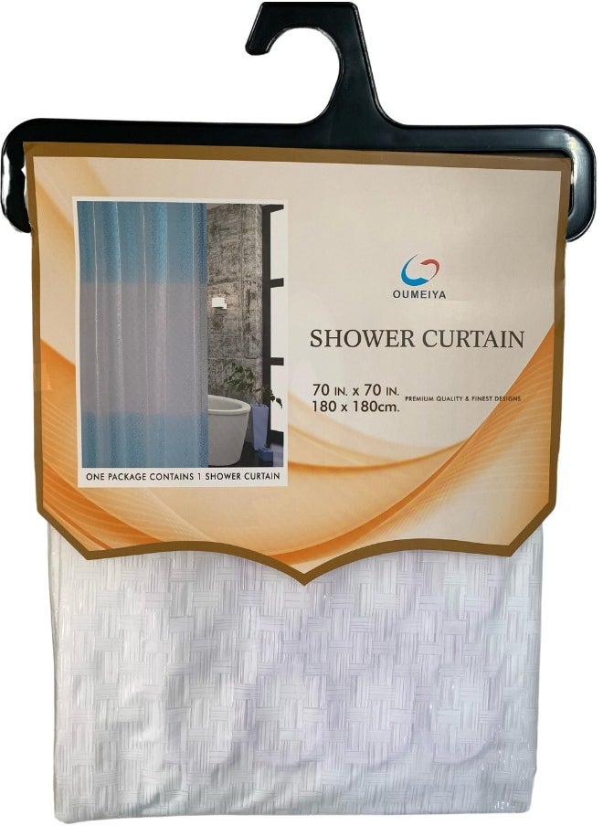 Generic Shower Curtain 180x180 cm, Water Proof, Plaid (White) 