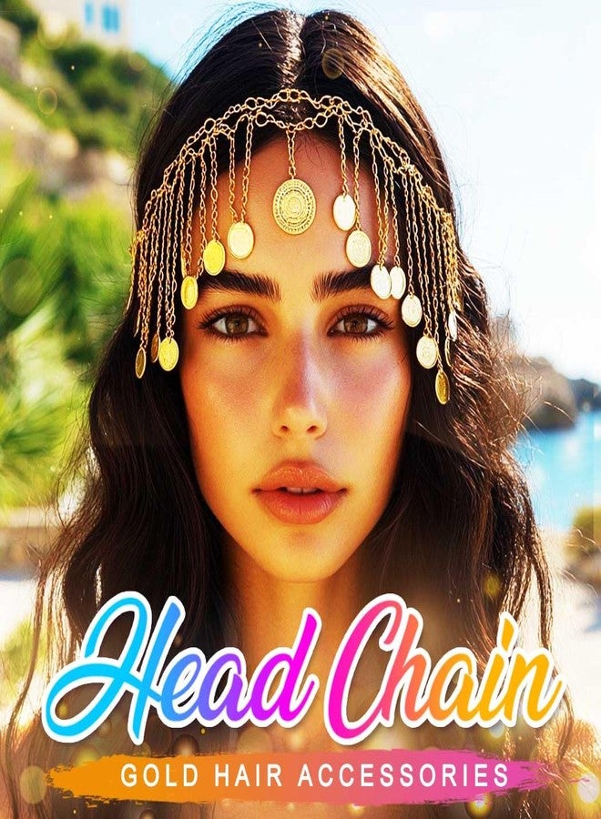 Kilshye سلسلة رأس كيلشاي الذهبية مع خيوط لامعة وزخارف للنساء، إكسسوار رأس لمهرجانات الأزياء - Image 3