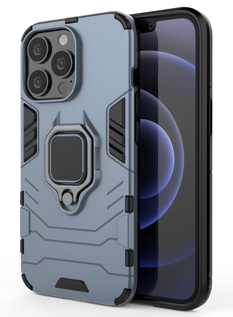 RICOONLINE Protective Phone Case Cover for iPhone13 Pro with Ring Stand Navy Blue - Image 1