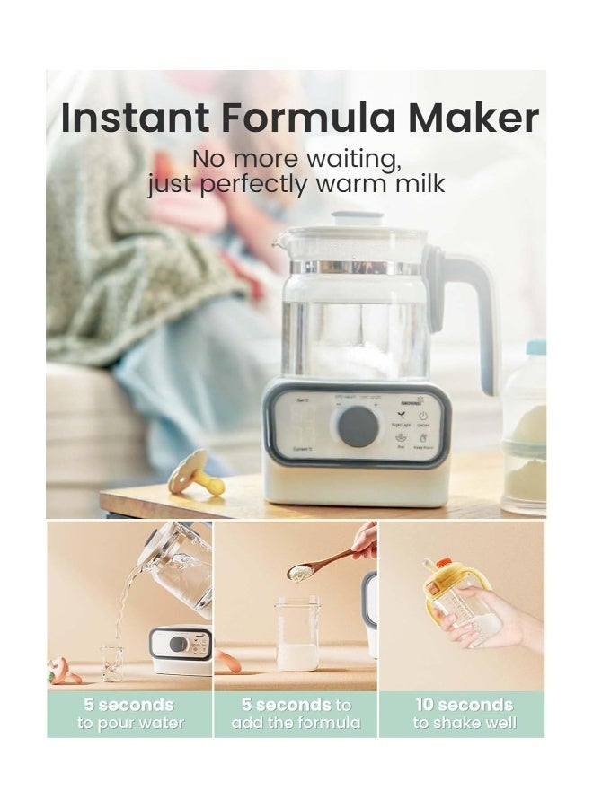 GROWNSY سخان الماء الفوري للأطفال، غلاية ماء زجاجية مع تحكم دقيق في درجة الحرارة للحليب، القهوة والشاي، غلاية كهربائية سعة 1.2 لتر مع شاشة LCD ومؤقت - Image 2