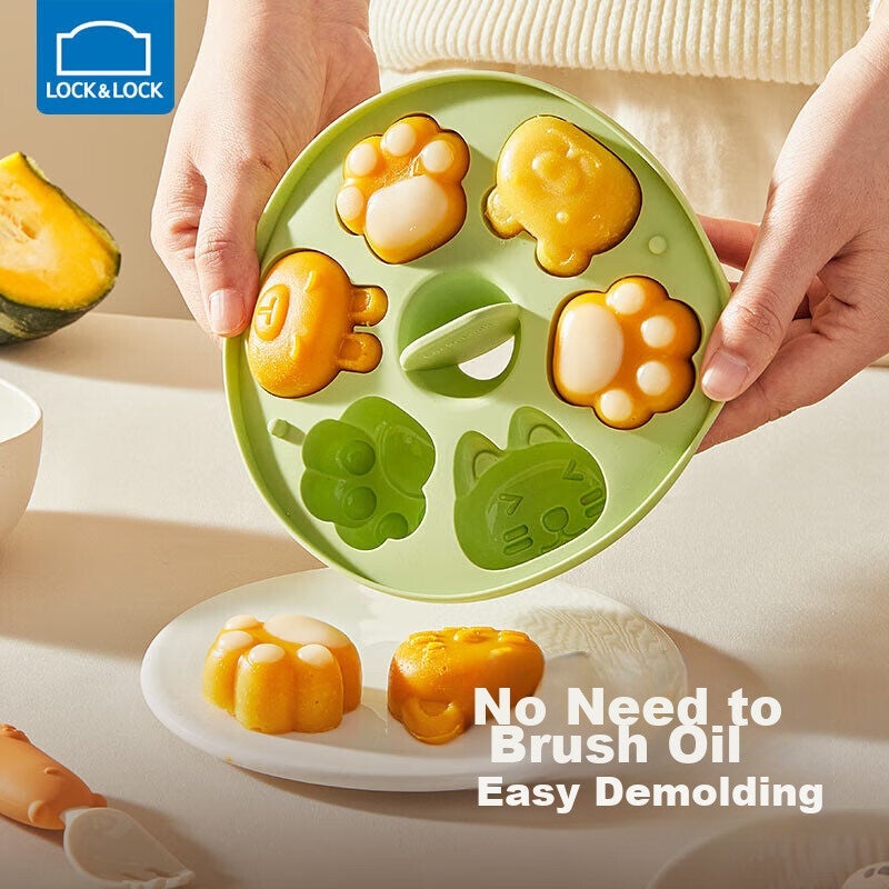 JD Jing Zao LOCK&LOCK Baby Food Mold, Infant Steamed Cake Mold, Silicone Cat Paw Mold, Steaming Tool for Rice Cakes, Children's Rice Cake Shaping Mold - Image 1