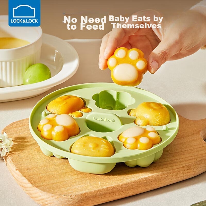 JD Jing Zao LOCK&LOCK Baby Food Mold, Infant Steamed Cake Mold, Silicone Cat Paw Mold, Steaming Tool for Rice Cakes, Children's Rice Cake Shaping Mold - Image 4