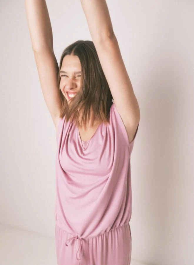 women'secret Soft Touch Pink Viscose Capri Pyjamas