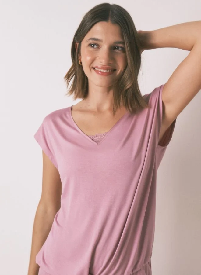 women'secret Soft Touch Pink Viscose Capri Pyjamas