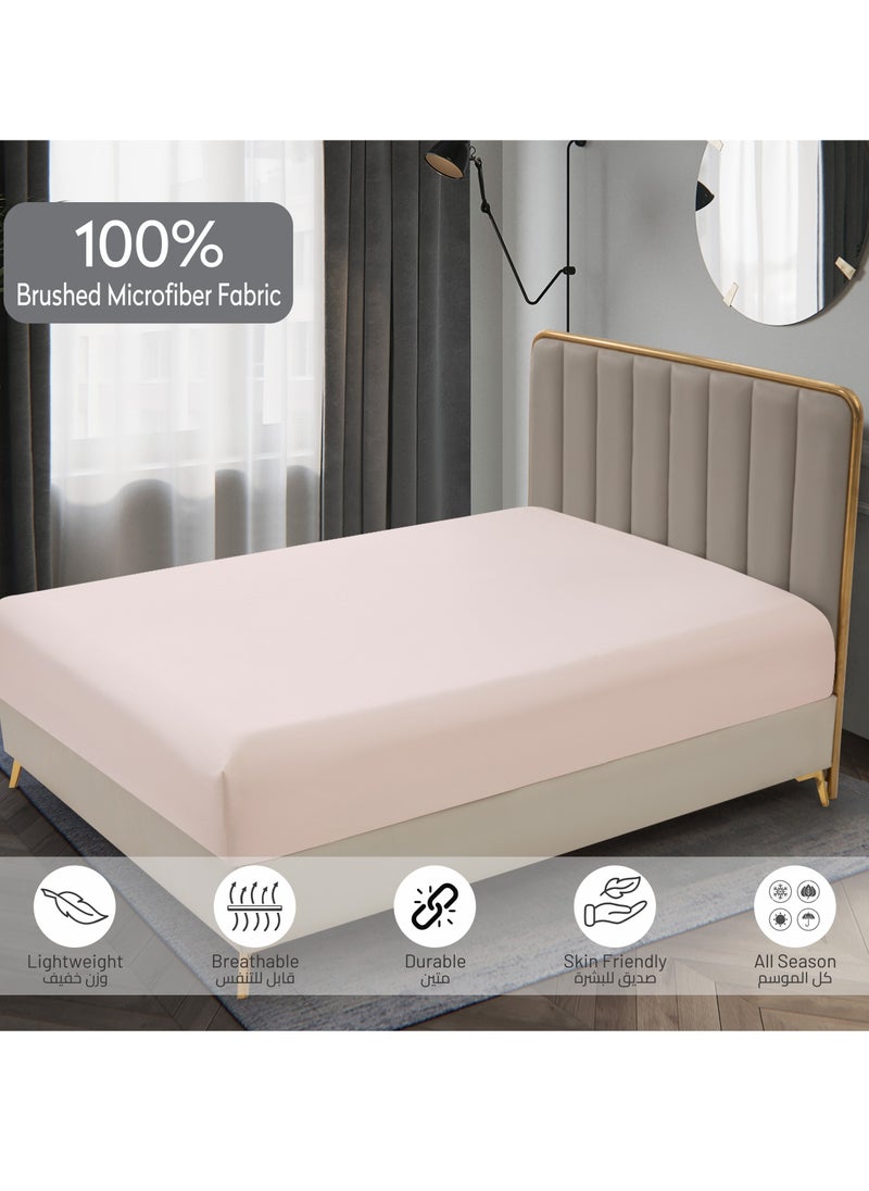 Donetella Bedding Fitted Sheet 3-Pcs Super King Size Solid Bed Sheet Set Fits(200x200CM) With Pillowcases And 35 CM Extra Deep Brushed Microfiber Bed Sheet,French Oak  - Image 5