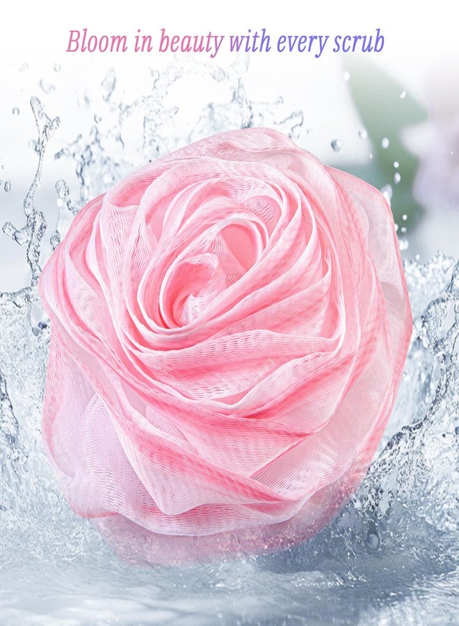 لايوكي ليفة استحمام من لايوكي، إسفنجة استحمام، مقشر للجسم، على شكل وردة، أنيقة (مجموعة من 4 قطع) - Image 5