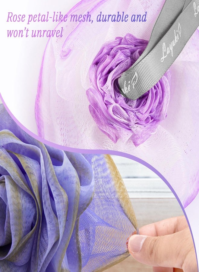 لايوكي ليفة استحمام من لايوكي، إسفنجة استحمام، مقشر للجسم، على شكل وردة، أنيقة (مجموعة من 4 قطع) - Image 4