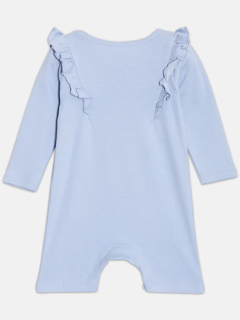 Broon Broon Infant Girls Grey and Blue Printed Organic Cotton Rompers Pack of 2