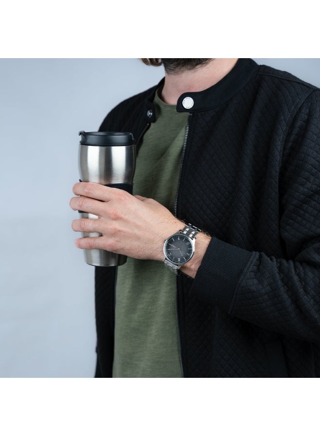 PIERRE CARDIN MEN'S TIMEPIECE - ELEGANT SILVER METAL CASE WITH CLASSIC BLACK DIAL - Image 5