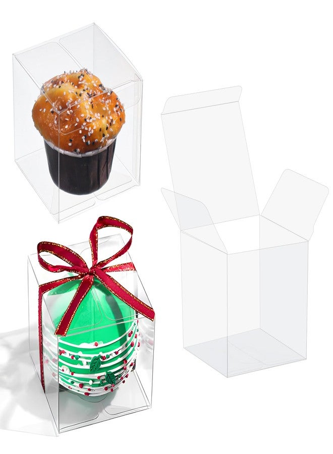 ROSPAKTEK 100Pack 3x3x3 Inch Clear Boxes for Hot Chocolate Bomb, Small Gifts, Bakery, Strawberries, Cupcake, Charcuterie, Christmas Party Favors - Image 1