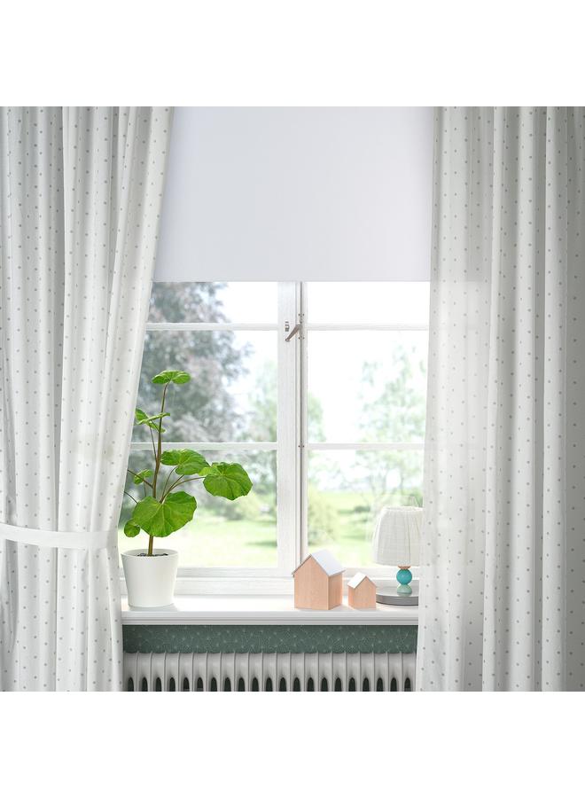 erorex Curtains with tie-backs, 1 pair, dotted/white, 120x300 cm - Image 3