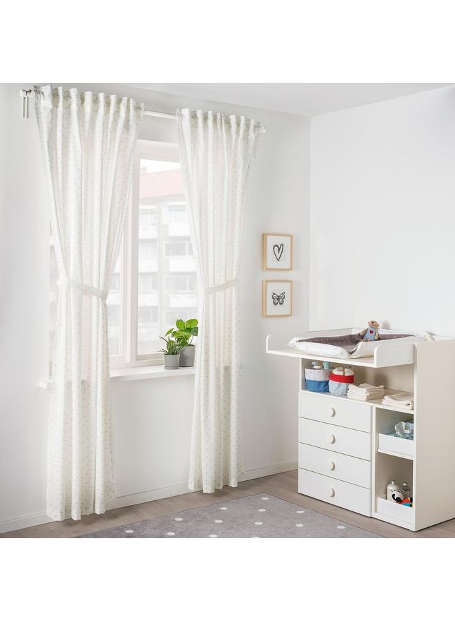 erorex Curtains with tie-backs, 1 pair, dotted/white, 120x300 cm - Image 2