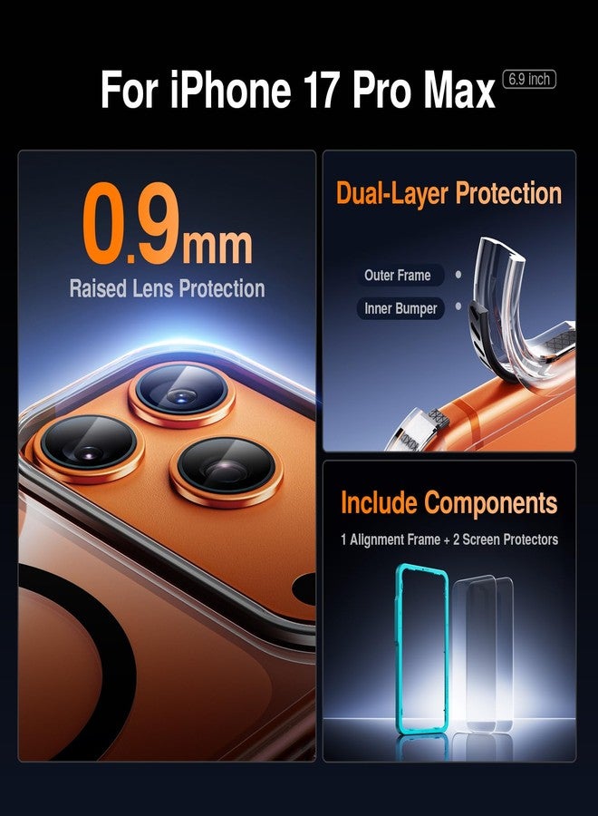 SMARTDEVIL Magnetic MagSafe Black Case for iPhone 17 Pro Max, Strong Magnetic Clear Shockproof Cover with 2 Screen Protectors, Ultra-Slim Anti-Yellowing Phone Case - Image 4