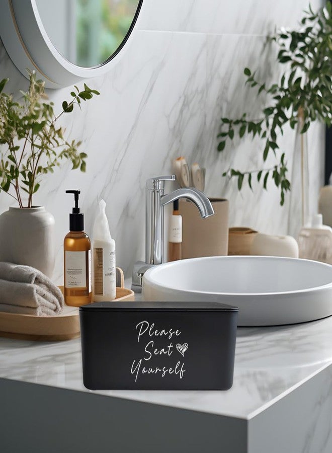 Moorfowl Please Seat Yourself Wipes Dispenser for Guest Bathroom Flushable Wipes Container Holder Cute Funny Rustic Farmhouse Restroom Home Decor Perfect Accent Piece for Powder Room (Black) - Image 4